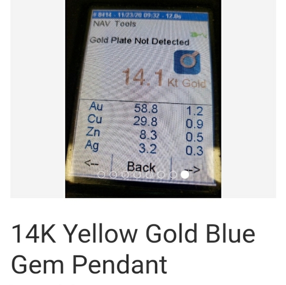 14k Necklace Blue Gem Pendant - Picture 2 of 2